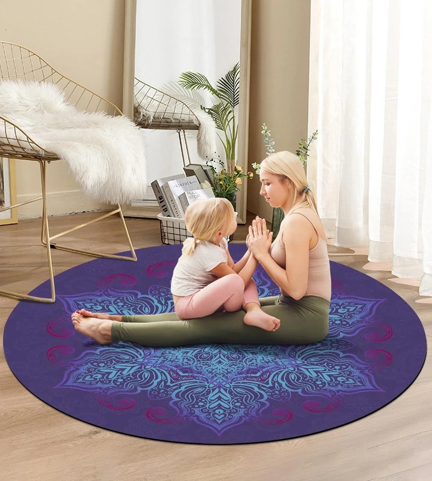 Round Meditation Pilates Yoga Mat Luxury Suede Large Yoga Mat Natural Rubber ...